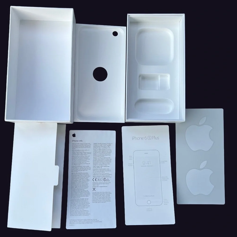 VTG Apple iPhone 6S Plus White EMPTY Box‎ Only Retail Packaging Logo 2 Stickers